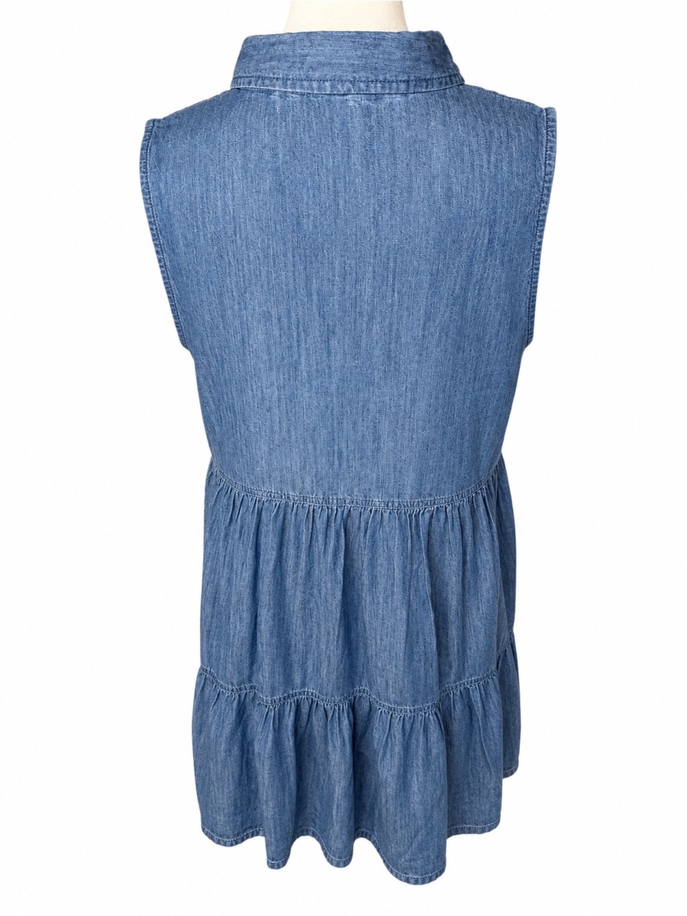 Tommy Hilfiger Sleeveless Chambray Tiered Shirt Dress - Blue - Picture 2 of 2